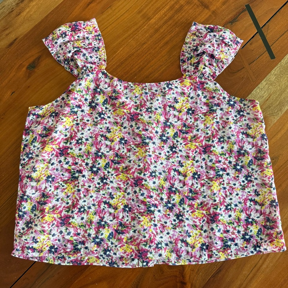 J. Crew Women's Floral Blouse - Pink, Yellow, Blue - Picture 7 of 7